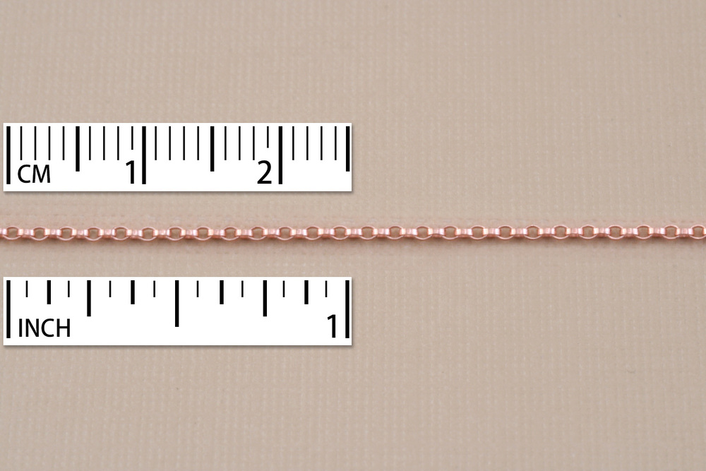 Chain & Clasps Rose Gold Filled 1.3mm Flat Rolo Chain, 18"